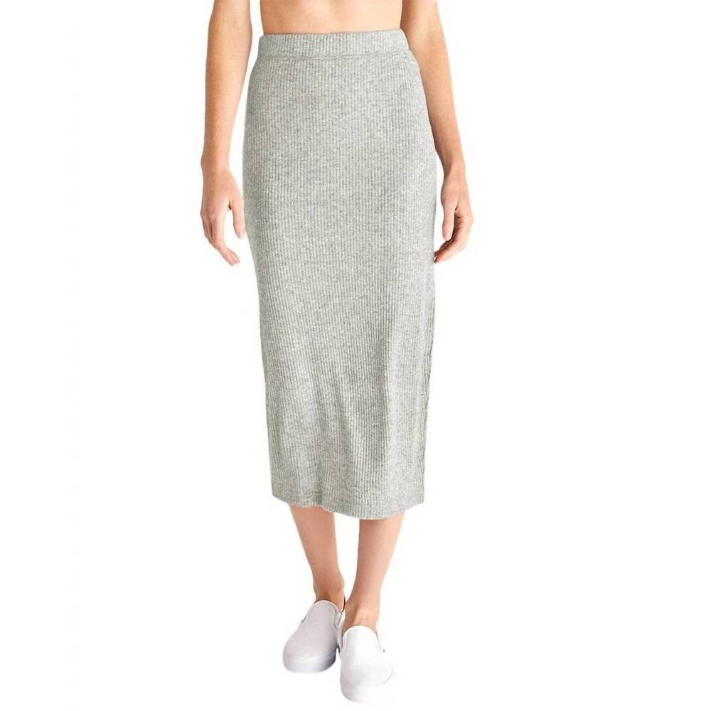 Z Supply Ribbed Midi Skirt in Heather Gray